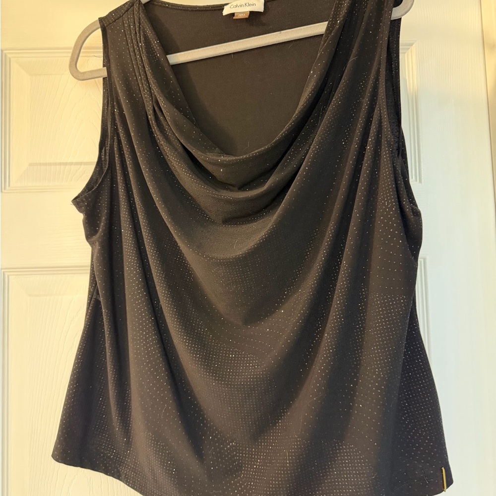 Calvin Klein Black Sparkle Cowl Neck Camisole